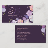 Morning Glory Paarse monogram Visitekaartje (Voorkant / Achterkant)