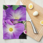 Morning Glory - Purple Flowers Green Leaves Theedoek (Quarter Fold)