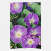 Morning Glory - Purple Flowers Green Leaves Theedoek (Verticaal)