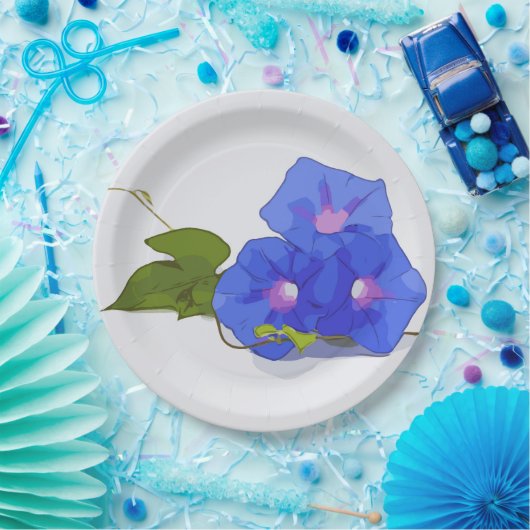 Morning Glory Purple Flowers waterverf Papieren Bordje (Feest)