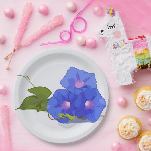 Morning Glory Purple Flowers waterverf Papieren Bordje (Feest)