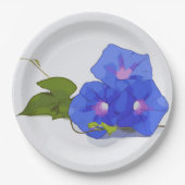 Morning Glory Purple Flowers waterverf Papieren Bordje (Voorkant)