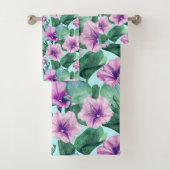 Morning Glory Retro Bloemen Patroon Bad Handdoek (Insitu)