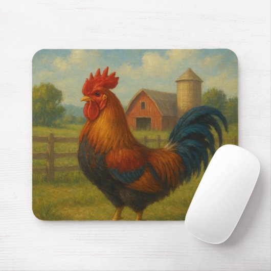 “Morning Glory Rooster on the Farm” Muismat (Met muis)