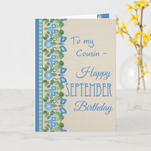 Morning Glory September Verjaardag Kaart voor neef (Gele Bloem)