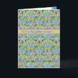 Morning Glory September Verjaardag, schoondochter Kaart<br><div class="desc">Een  September Verjaardag Kaart voor een schoondochter,  met een nostalgisch patroon van Bright Blue Morning Glory Flowers (de September Birth Month flower) op een Taupe achtergrond. Onderdeel van het Posh & Painterly 'Morning Glory' collectie. (Dit ontwerp past bij alle wenskaarten maten.)</div>