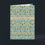 Morning Glory September Verjaardag, schoondochter Kaart<br><div class="desc">Een  September Verjaardag Kaart voor een schoondochter,  met een nostalgisch patroon van Bright Blue Morning Glory Flowers (de September Birth Month flower) op een Taupe achtergrond. Onderdeel van het Posh & Painterly 'Morning Glory' collectie. (Dit ontwerp past bij alle wenskaarten maten.)</div>