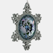 Morning Glory Shadow Fairy en Cosmic Cat Tin Sneeuwvlok Ornament (Links)