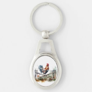Morning Glory: Watercolor Haan Sleutelhanger