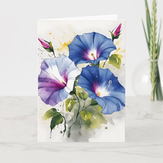 Morning Glory - Waterverf bloemen Kaart (Voorkant)