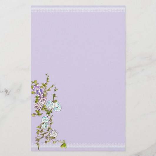 Morning Glory Waterverf Bloemen Lila Briefpapier (Voorkant)