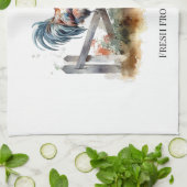 Morning Glory: Waterverf Haan, op maat Theedoek (Gevouwen)