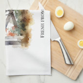 Morning Glory: Waterverf Haan, op maat Theedoek (Quarter Fold)