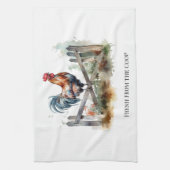 Morning Glory: Waterverf Haan, op maat Theedoek (Verticaal)