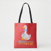 Morning Grace In Every Sip Cute Duck Coffee Tea Tote Bag (Voorkant)