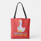 Morning Grace In Every Sip Cute Duck Coffee Tea Tote Bag (Achterkant)