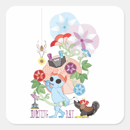 MORNING GREY ALIEN VIERKANTE STICKER (Voorkant)