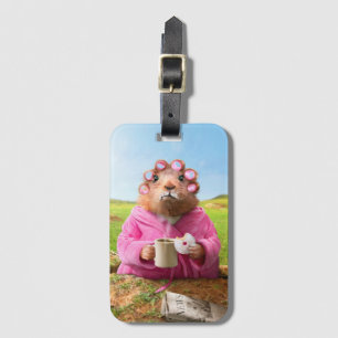 Morning Groundhog met ontbijtdonut en koffie Bagagelabel
