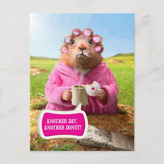 Morning Groundhog met ontbijtdonut en koffie Briefkaart (Voorkant)