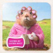 Morning Groundhog met ontbijtdonut en koffie Kartonnen Onderzetters (Voorkant)