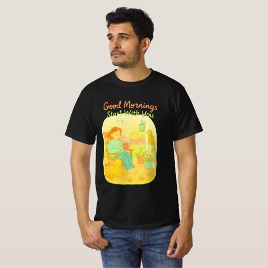 Morning Happiness Sunrise Porch Pet Lover T-shirt (Voorkant volledig)