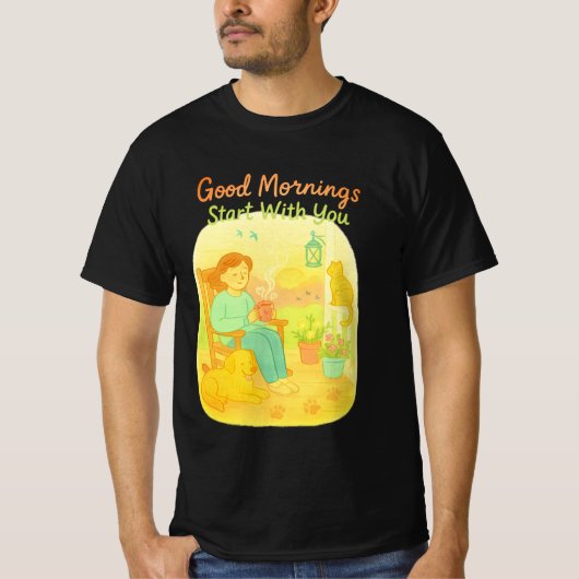 Morning Happiness Sunrise Porch Pet Lover T-shirt (Voorkant)