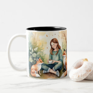 Morning Harmony — De Whimsical Stijl van The KindO Tweekleurige Koffiemok