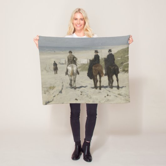 Morning Horse Ride op het strand (door Anton Mauve Fleece Deken (In situ)