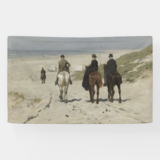 Morning Horse Ride op het strand (door Anton Mauve Spandoek (Horizontaal)