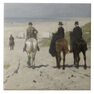 Morning Horse Ride op het strand (door Anton Mauve Tegeltje