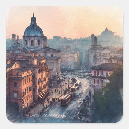 Morning in Rome Vierkante Sticker (Voorkant)