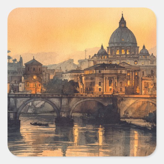 Morning in Rome Vierkante Sticker (Voorkant)