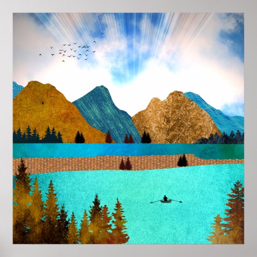 Morning Lake Roeier Poster (Voorkant)