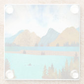 Morning Lake Rower Glazen Onderzetter (Achterkant)