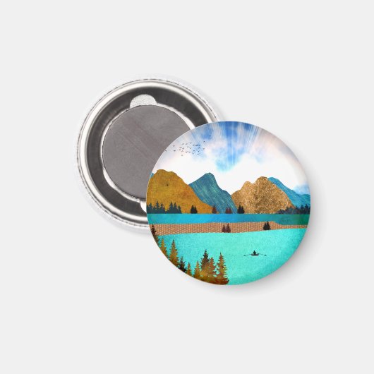 Morning Lake Rower Magneet (Voorkant / Achterkant)