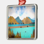 Morning Lake Rower Metalen Ornament (Links)