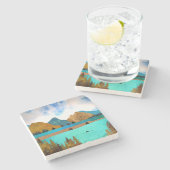 Morning Lake Rower Stenen Onderzetter (Zijkant)