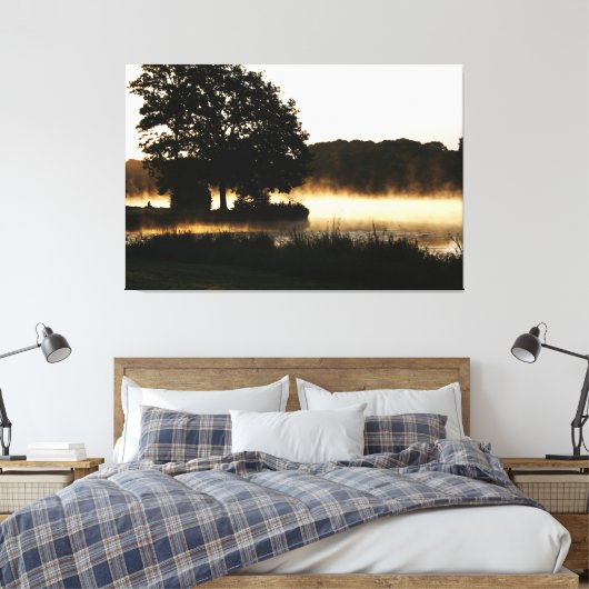 Morning Lake Scene 60x40 (150x100cm) waccnm Canvas Afdruk (Insitu (Slaapkamer))
