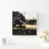 Morning Lake Scene Nummers wccnm Vierkante Klok (Huis)