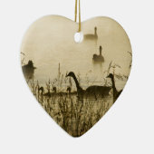 Morning Light Canadian Geese Pond Silhouette Keramisch Ornament (Rechts)