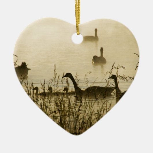 Morning Light Canadian Geese Pond Silhouette Keramisch Ornament (Voorkant)