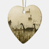 Morning Light Canadian Geese Pond Silhouette Keramisch Ornament (Links)