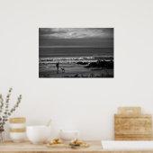 Morning loopt op de kleintafdruk van het strand poster (Keuken)