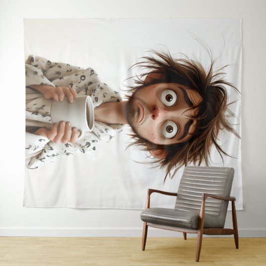 Morning Madness: koffie eerst, vragen later Wandkleed (In Situ (horizontaal))