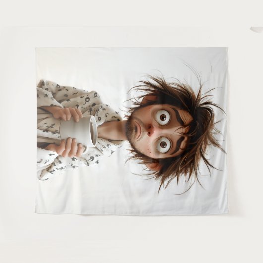 Morning Madness: koffie eerst, vragen later Wandkleed (Voorkant (horizontaal))