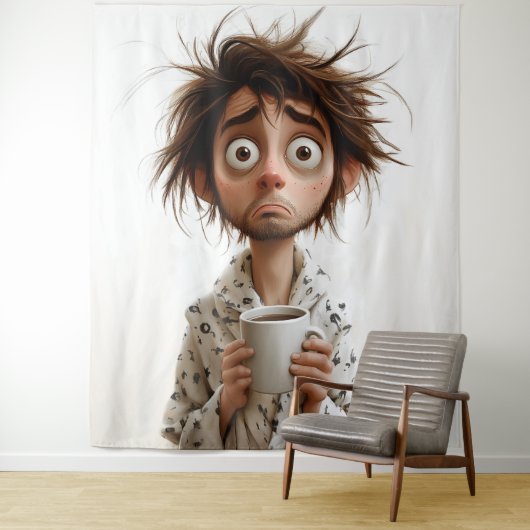 Morning Madness: koffie eerst, vragen later Wandkleed (In situ)