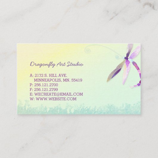Morning Meadow Dragonfly Elegant Visitekaartjes (Achterkant)