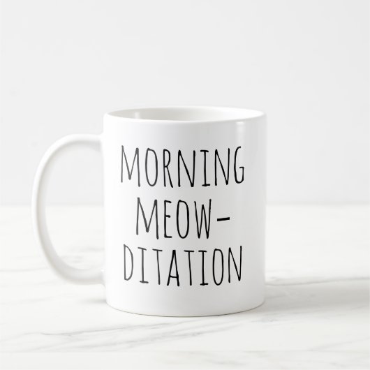 Morning Meow‑ditation Calm Typography Cat Koffiemok (Links)