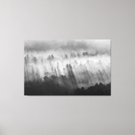 Morning Mist aan de bergkant Canvas Afdruk