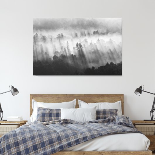 Morning Mist aan de bergkant Canvas Afdruk (Insitu (Slaapkamer))